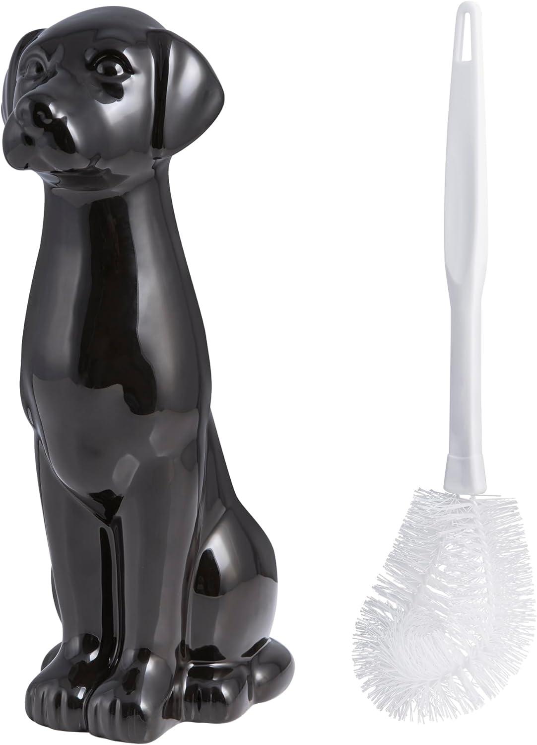 Black Lab Ceramic Toilet Brush And Holder by Allure Home Creation