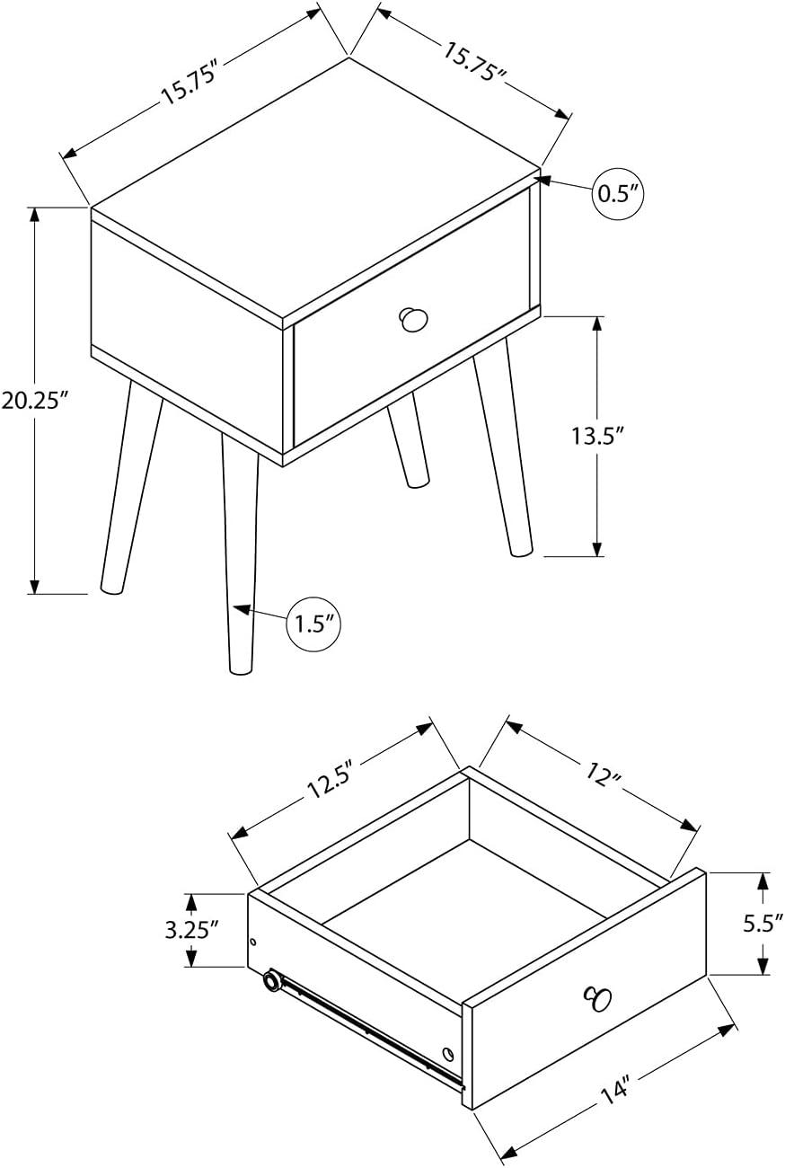 Monarch Specialties Accent Table, Side, End, Nightstand, Lamp, Living Room, Bedroom, Walnut Laminate