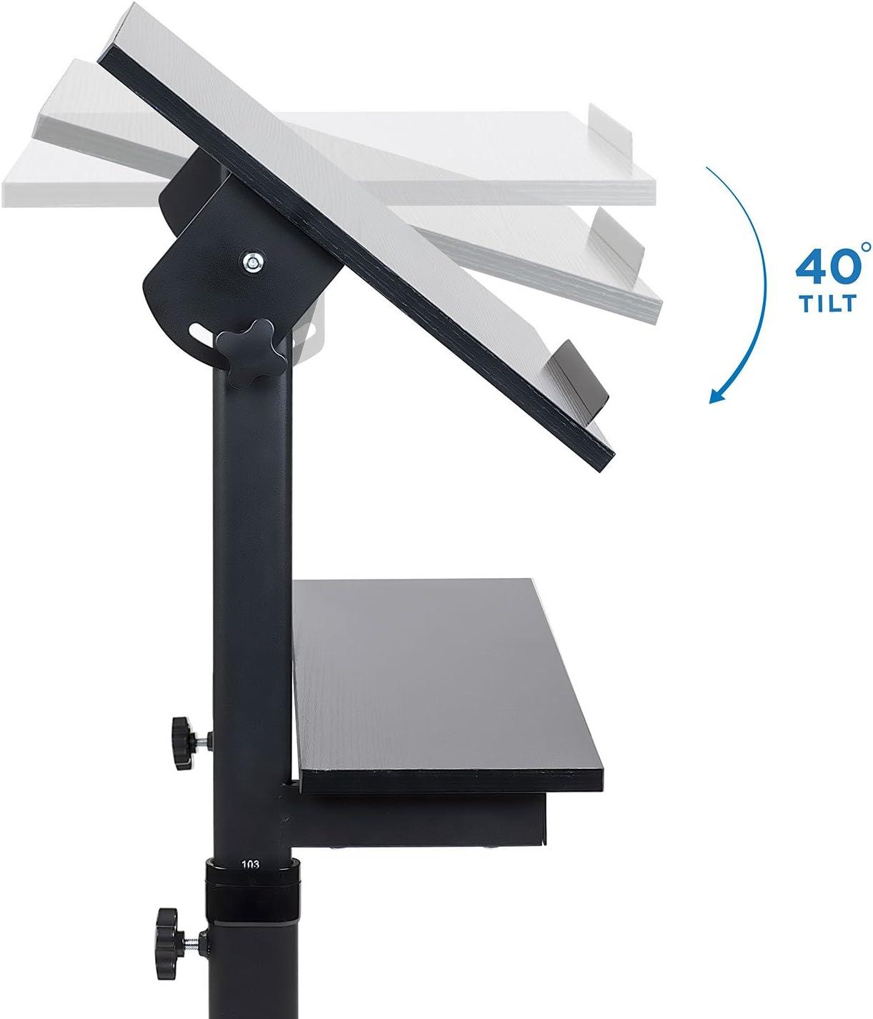 Mount-It! Height Adjustable Mobile Stand Up Desk, Portable Podium and Presentation Lectern