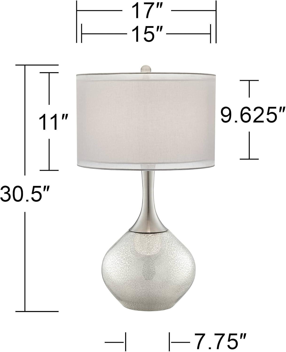 Possini Euro Design Swift Modern Table Lamp 30 1/2" Tall Mercury Glass Double Shade for Bedroom Living Room House Bedside Nightstand Office Entryway