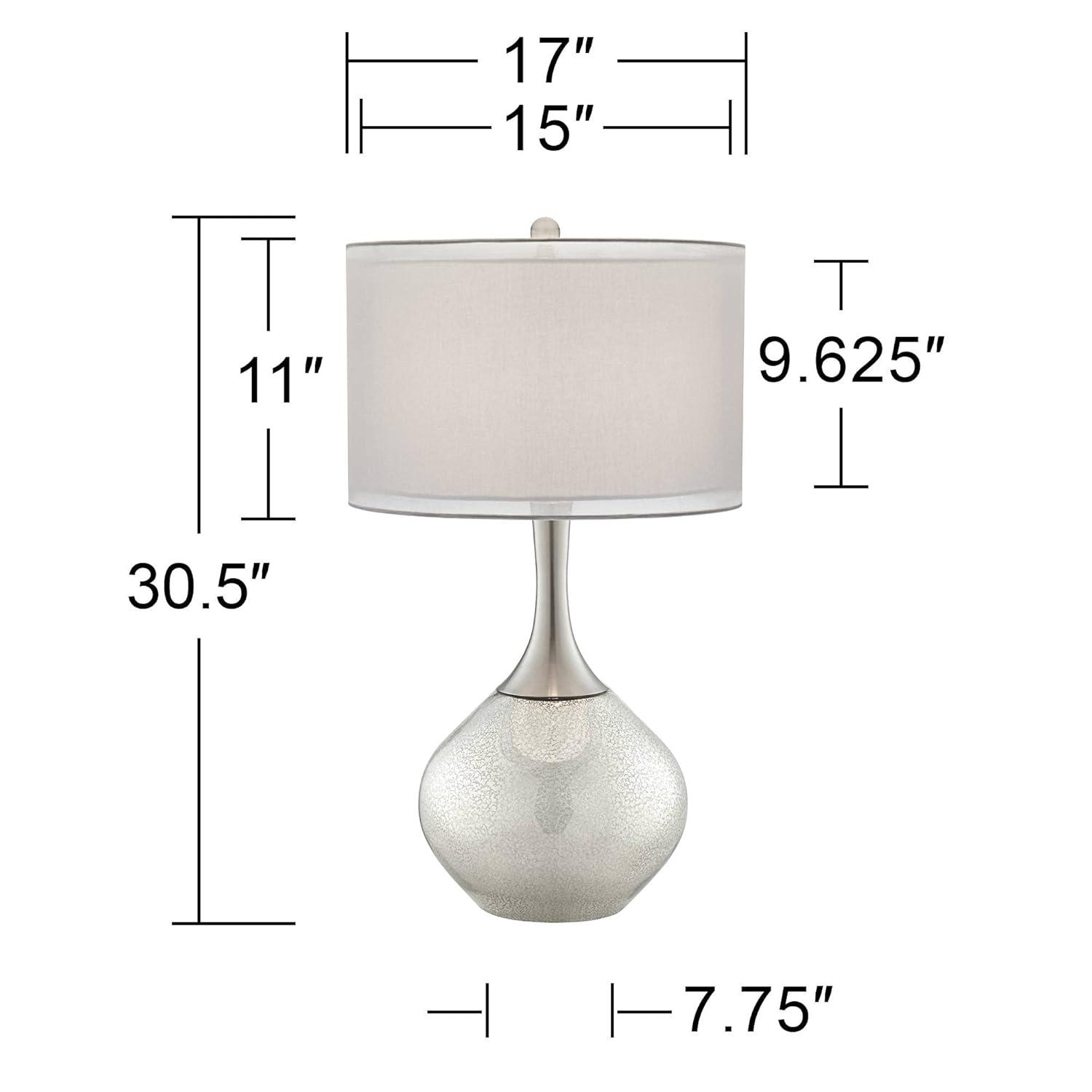 Possini Euro Design Swift Modern Table Lamp 30 1/2" Tall Mercury Glass Double Shade for Bedroom Living Room House Bedside Nightstand Office Entryway