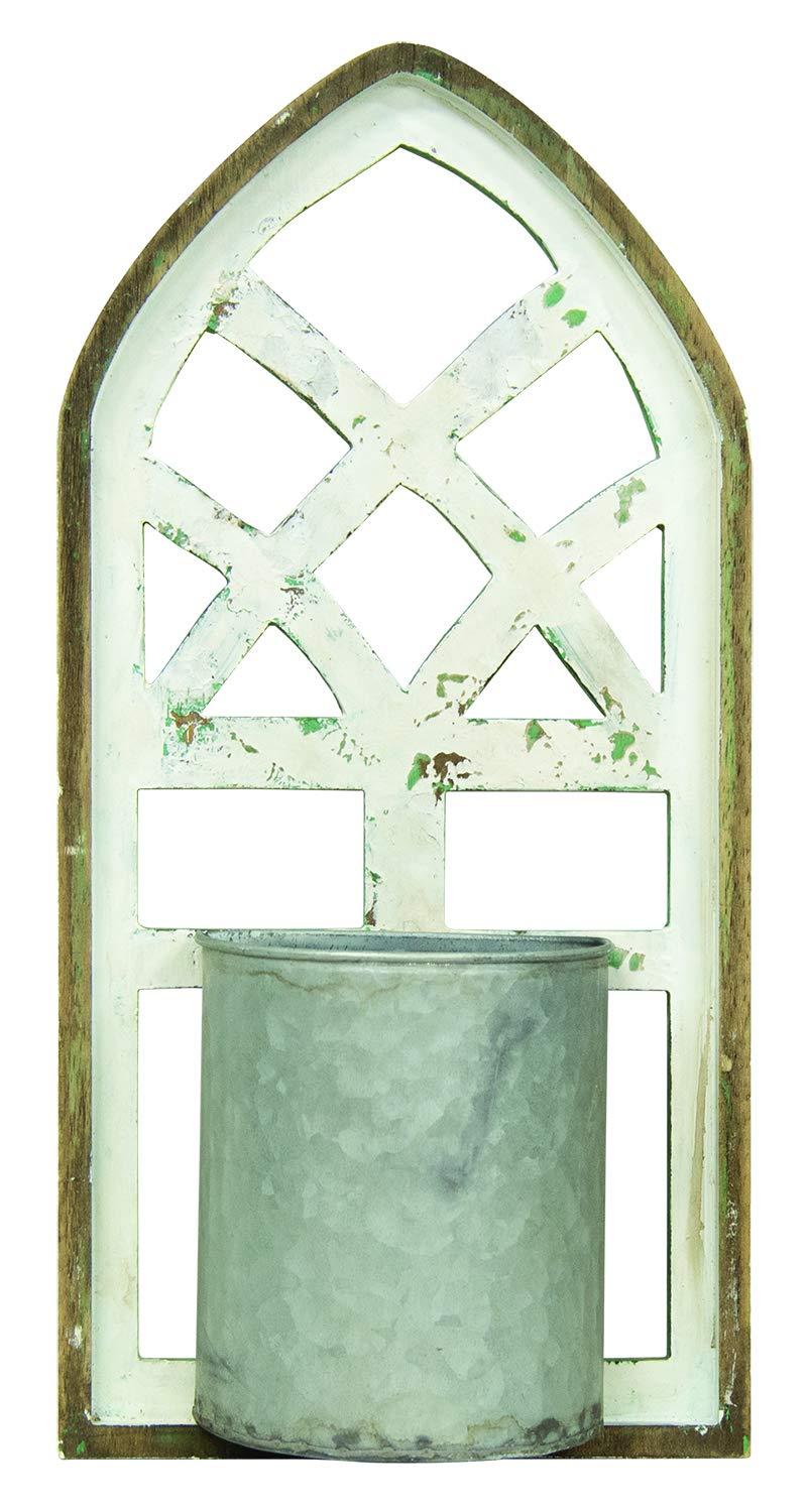 Jardinera Arquitectónica de Pared con Recipiente de Metal Galvanizado, Juego de 2