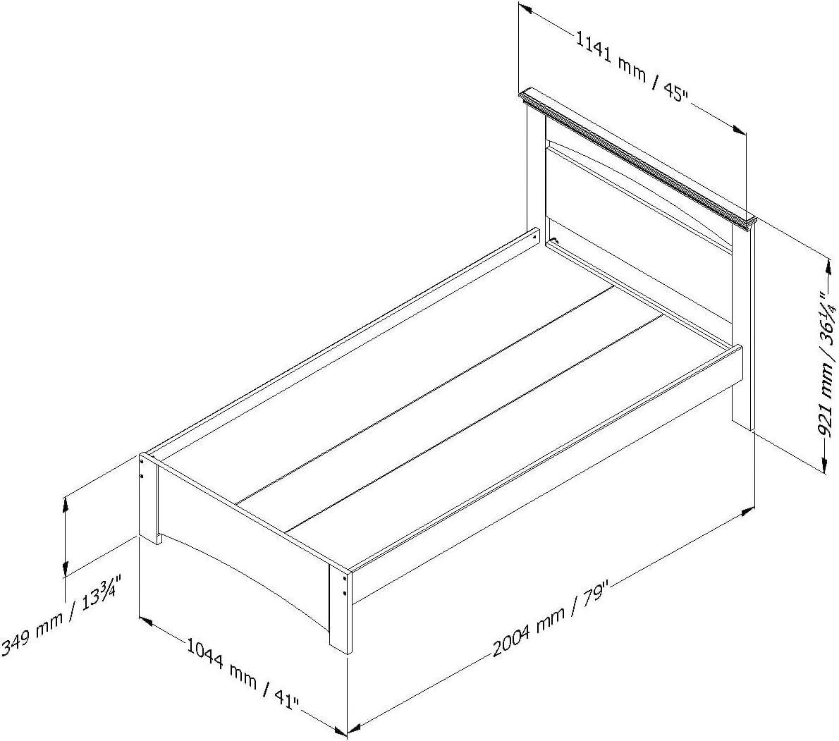 Pure White Twin Platform Bed with Drawer and Headboard