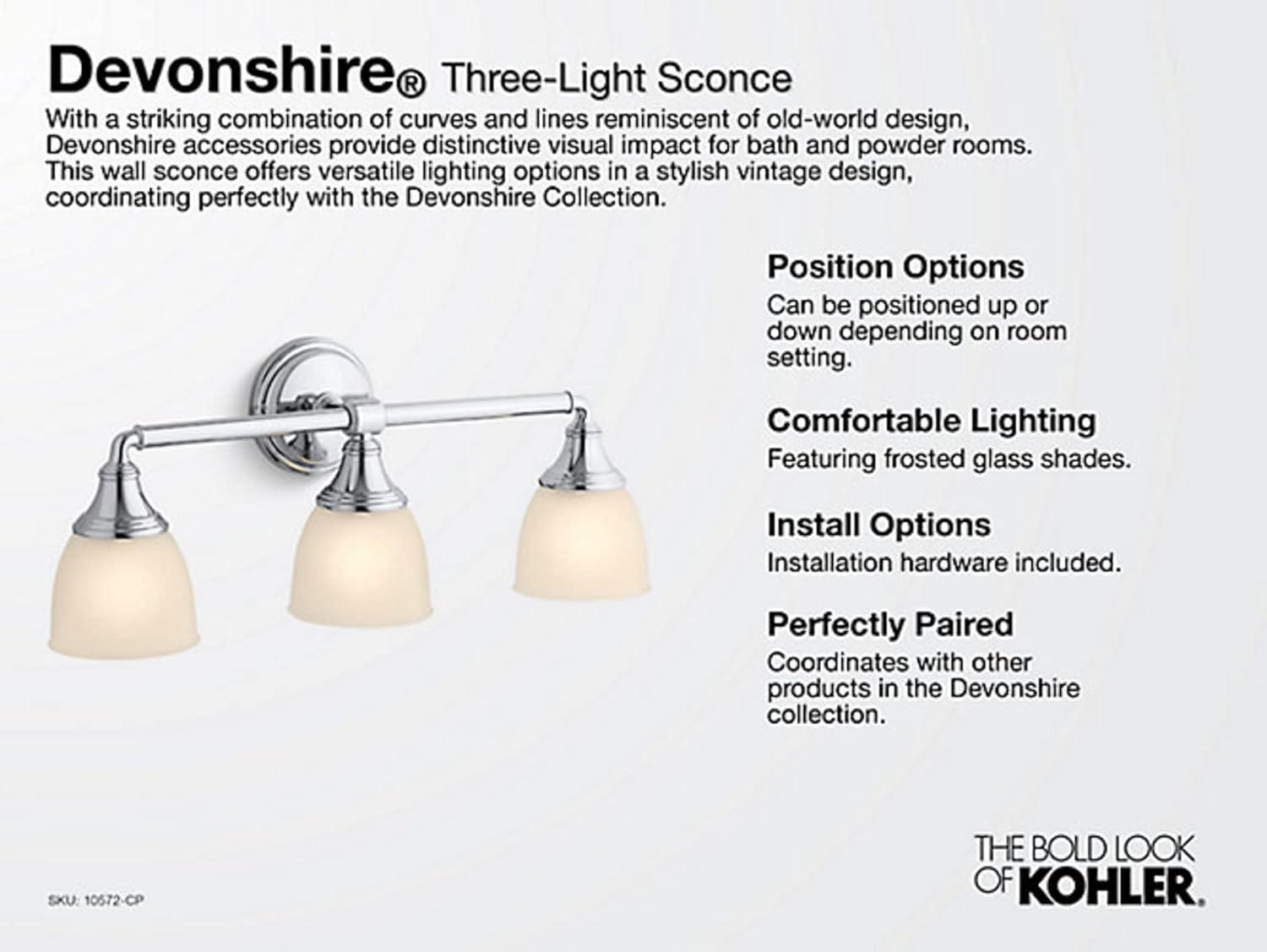 Devonshire 2 Light Indoor Bathroom Vanity Light Fixture, Position Facing Up or Down, UL Listed