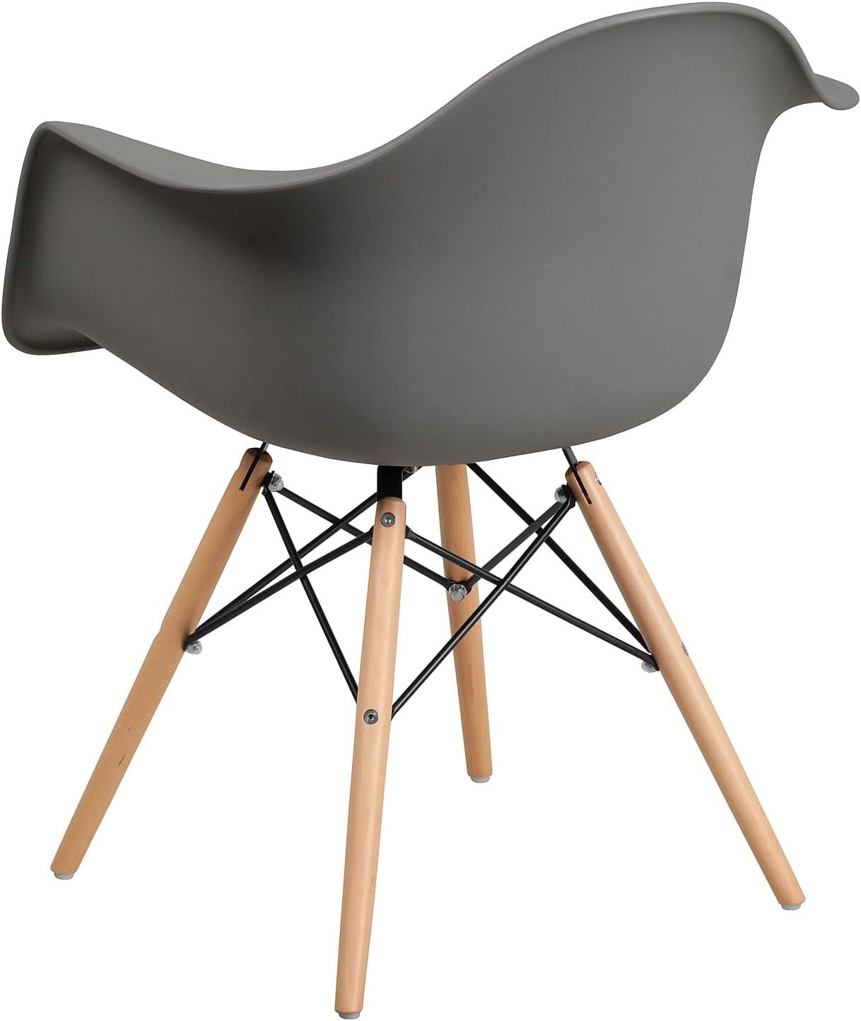 Flash Furniture Alonza Series Moss Gray Plastic Chair with Wooden Legs