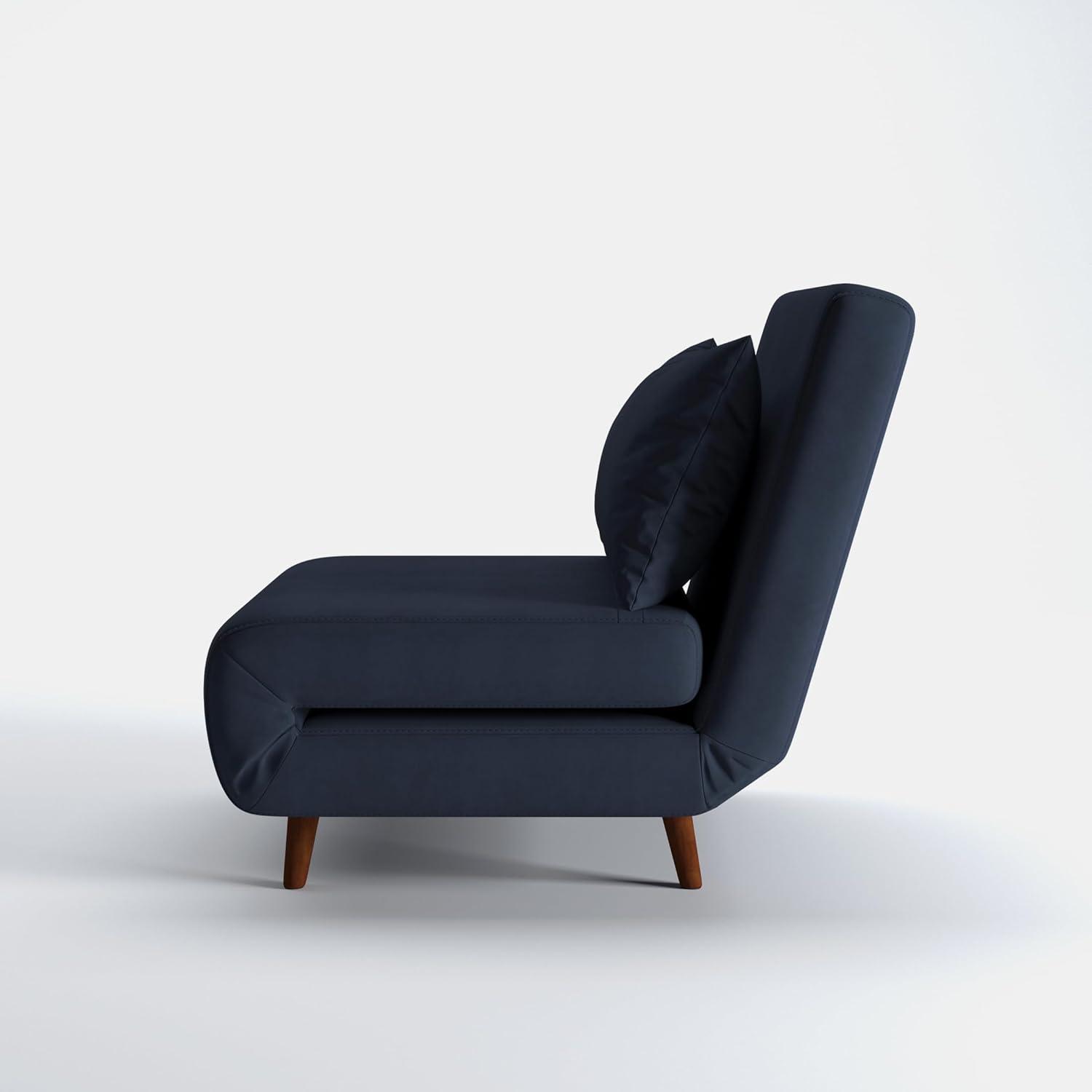A&D Home Tustin Polyester Convertible Futon Chair, Velvet Blue