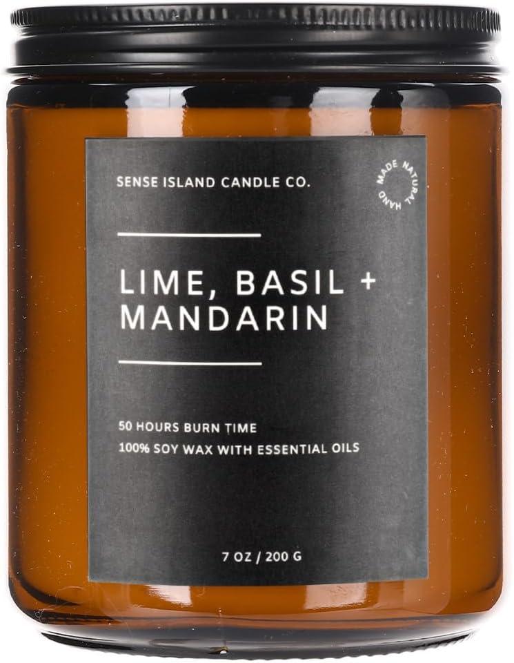 Lime Basil Mandarin Scented Black Soy Glass Candle