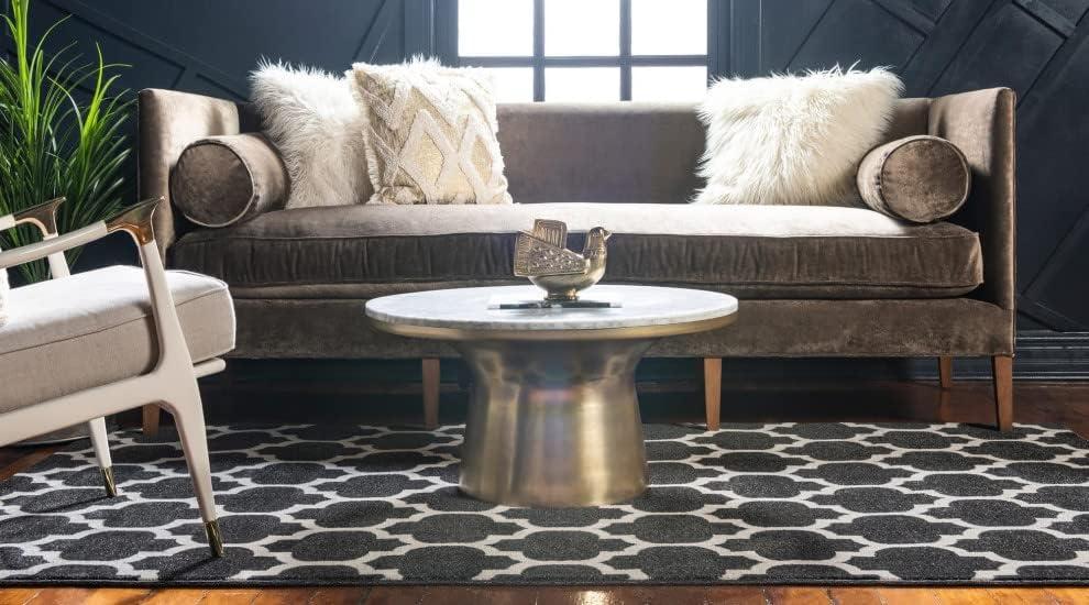 Unique Loom Trellis Collection Area Rug - Philadelphia (6' 1" x 9' Rectangle Black/Beige)