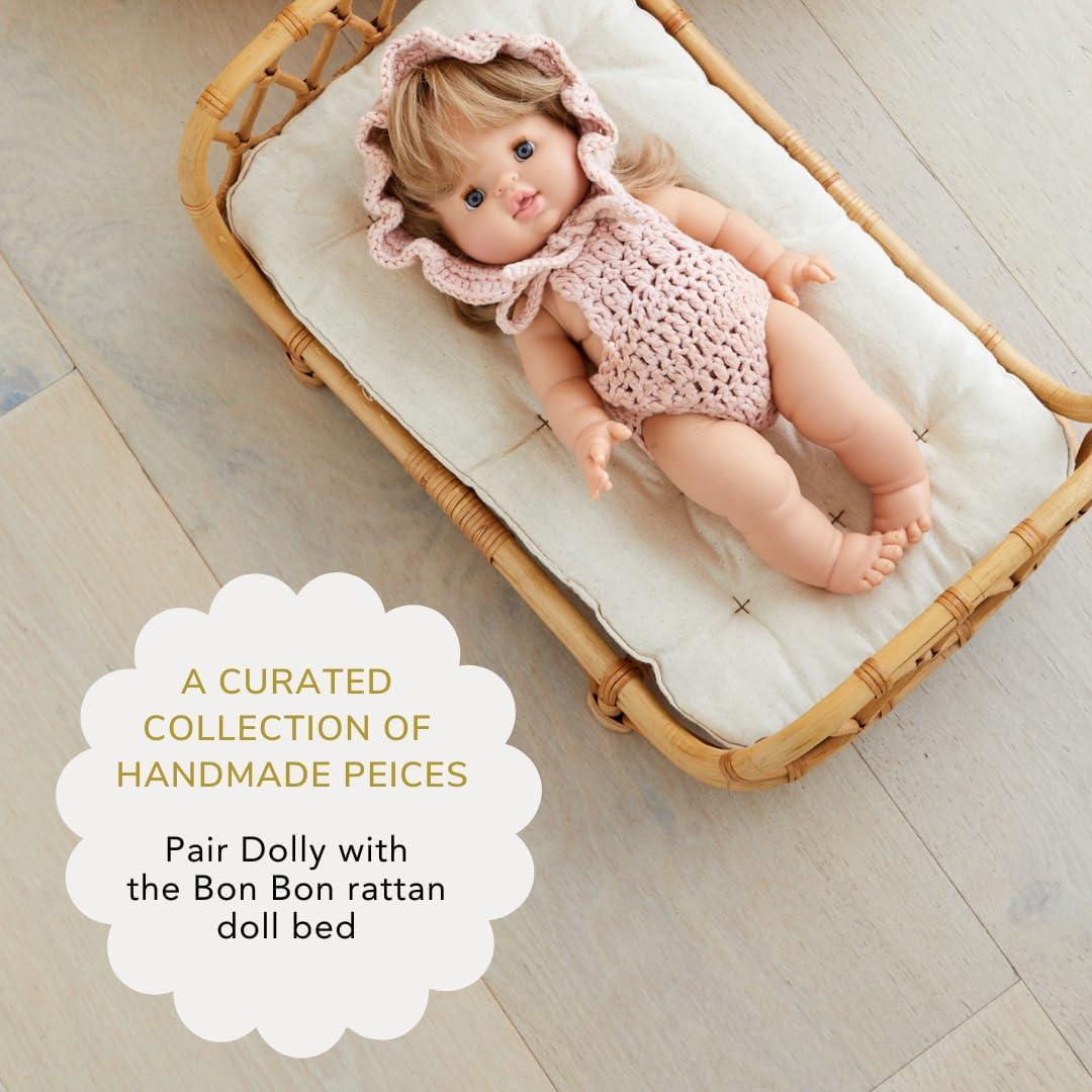 Premium Baby Doll Bassinet - Handcrafted & Award-Winning Seagrass Moses Basket - Doll Carrier with Luxe Mattress