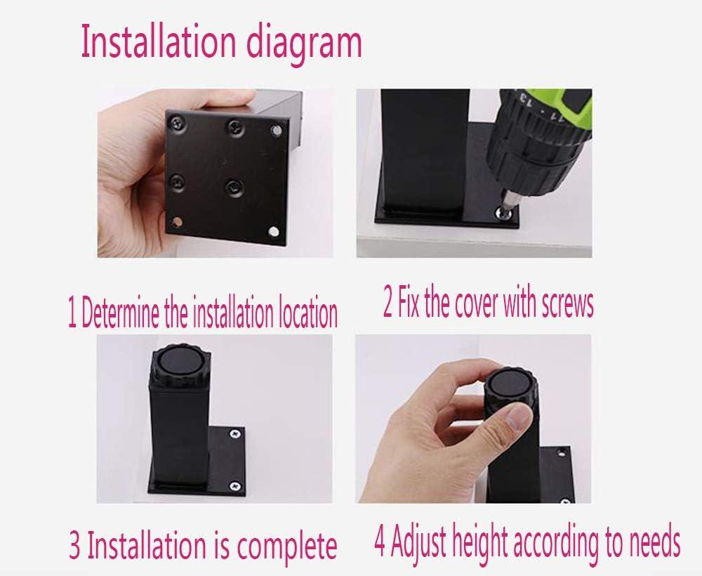 Furniture Cabinet Metal feet Adjustable Stainless Steel Kitchen feet Square Black 3.1x2.7inch, with 16 Screws, (4 pcs)