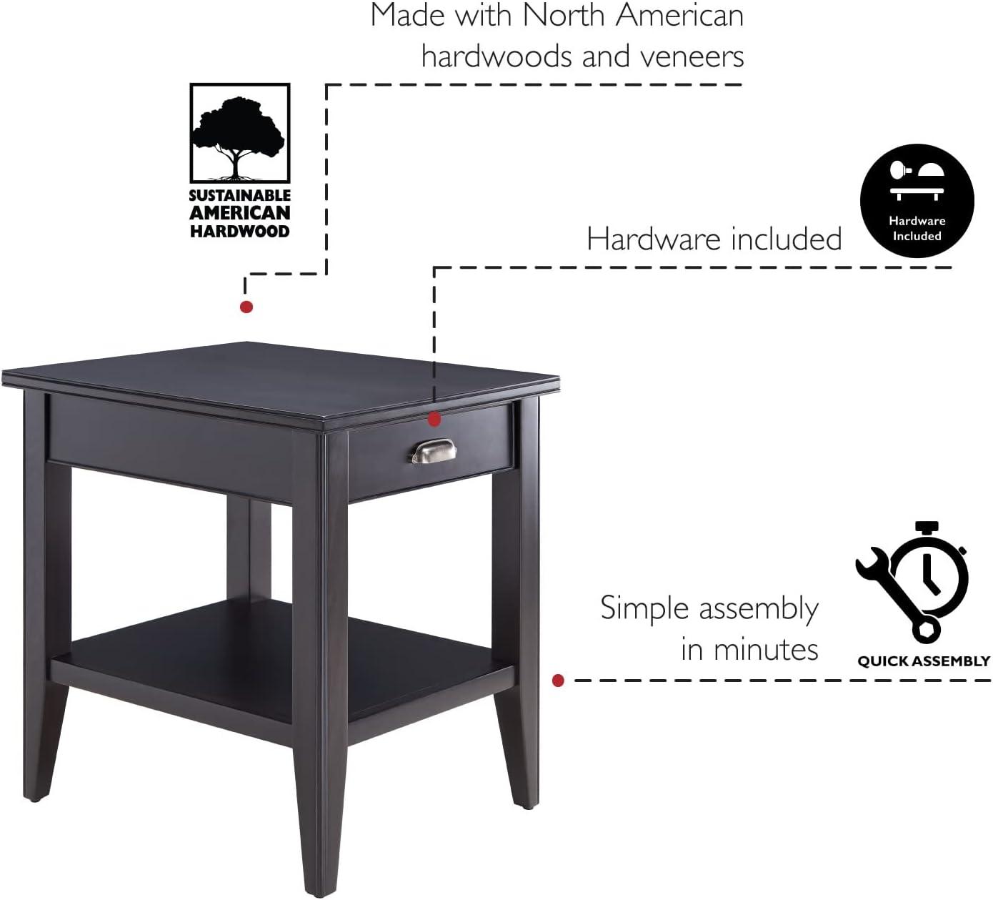 Leick Home Laurent End Table with Drawer in Black