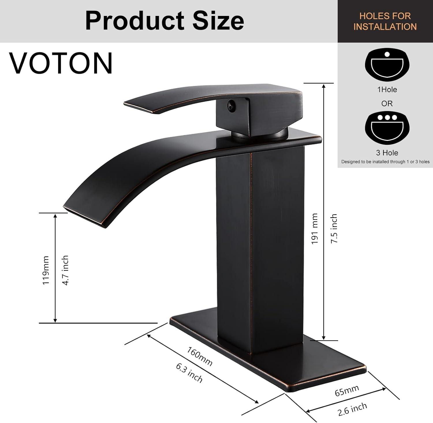 Oil Rubbed Bronze Single Handle Waterfall Bathroom Faucet