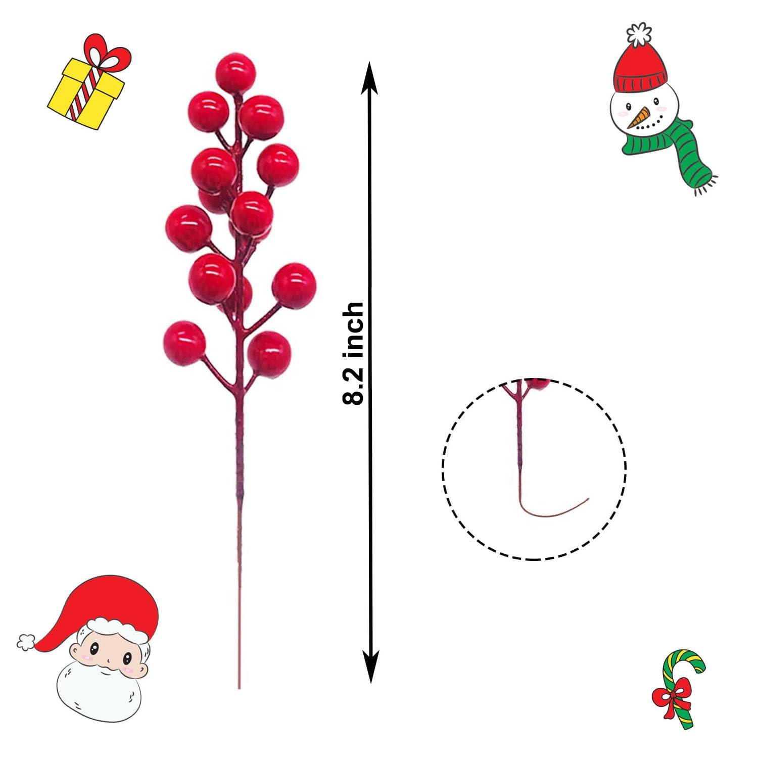 Holzlrgus Red Berries,30 Pack Artificial Red Berry Stems for Christmas Tree Decorations, Crafts, Holiday and Home Decor,10.2 Inch