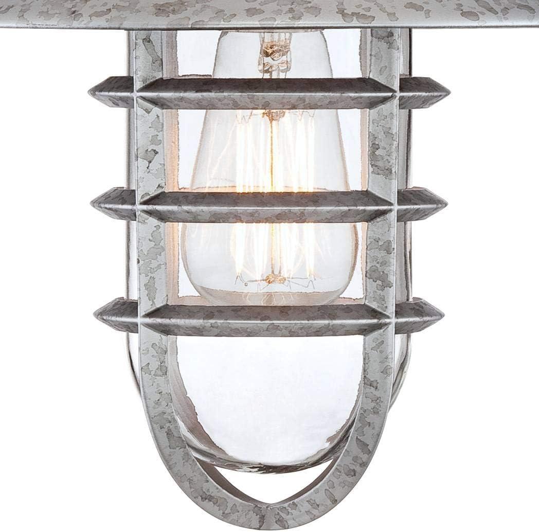 John Timberland Marlowe Industrial Outdoor Wall Light Fixture Galvanized Hooded Cage 13" Clear Glass for Post Exterior Barn Deck House Porch Yard Home