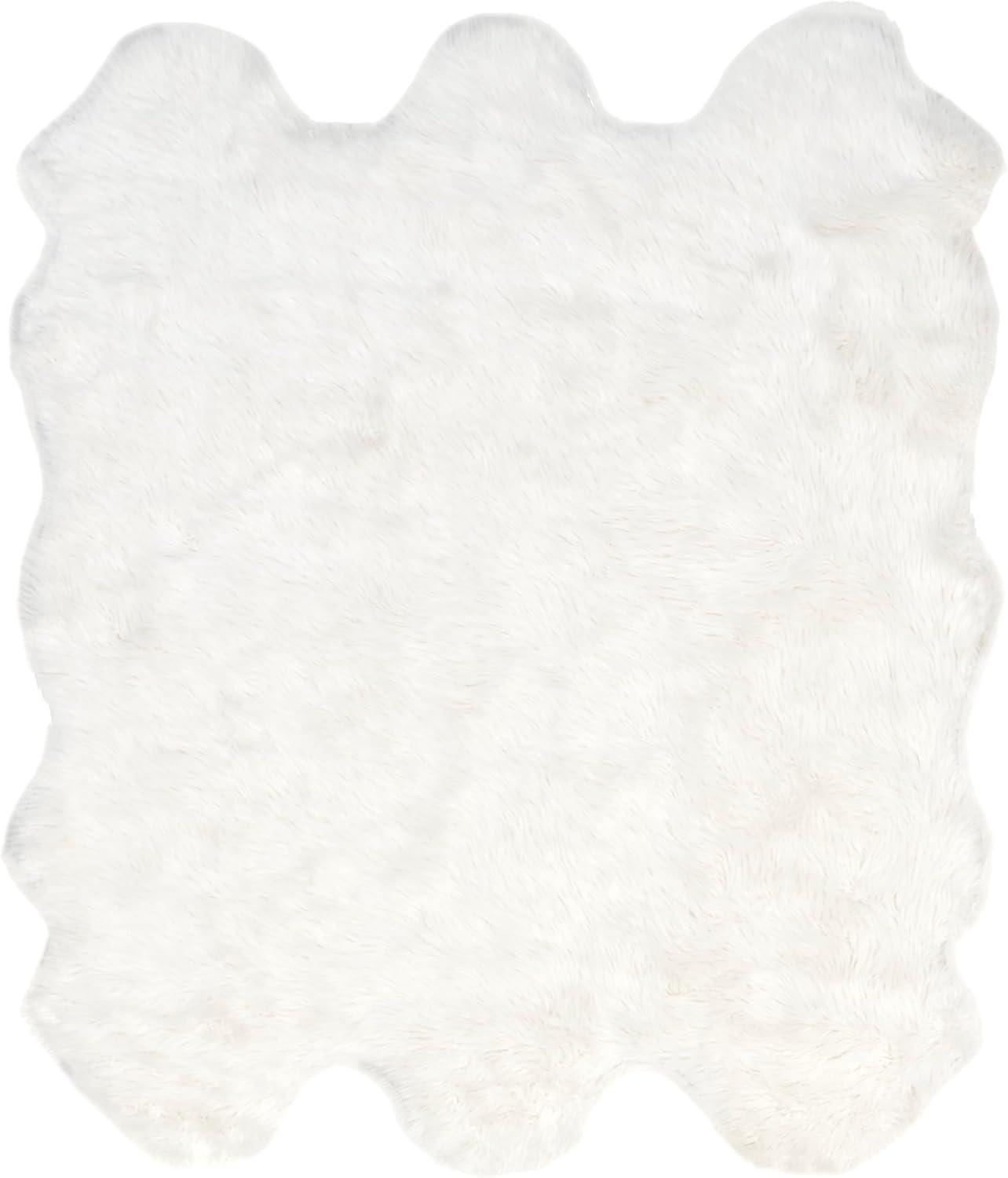 nuLOOM Deonna Faux Sheepskin Shag Area Rug, Shaped 5' 3" x 6', White