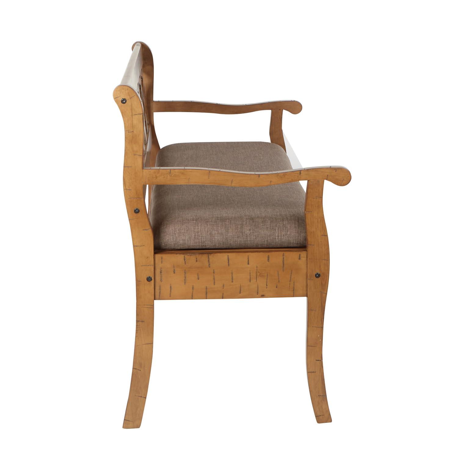 Coventry Storage Bench Beige/Toffee - OSP Home Furnishings: Upholstered Rectangular Entryway Seating, Wood Frame