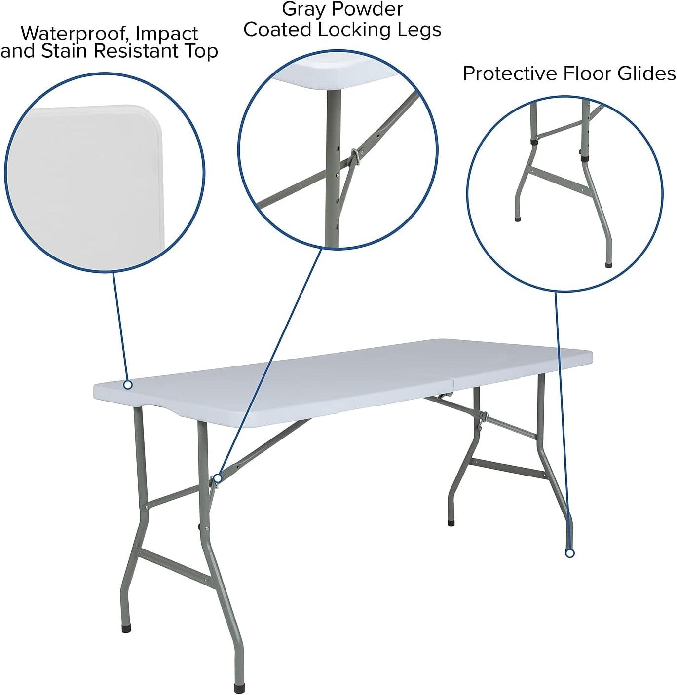 Flash Furniture Parker 4.97-Foot Bi-Fold Plastic Folding Table with Handle - Event Table