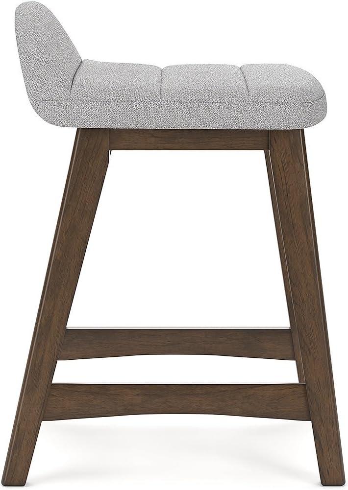 Light Gray and Brown Wood Counter Height Bar Stools, Set of 2