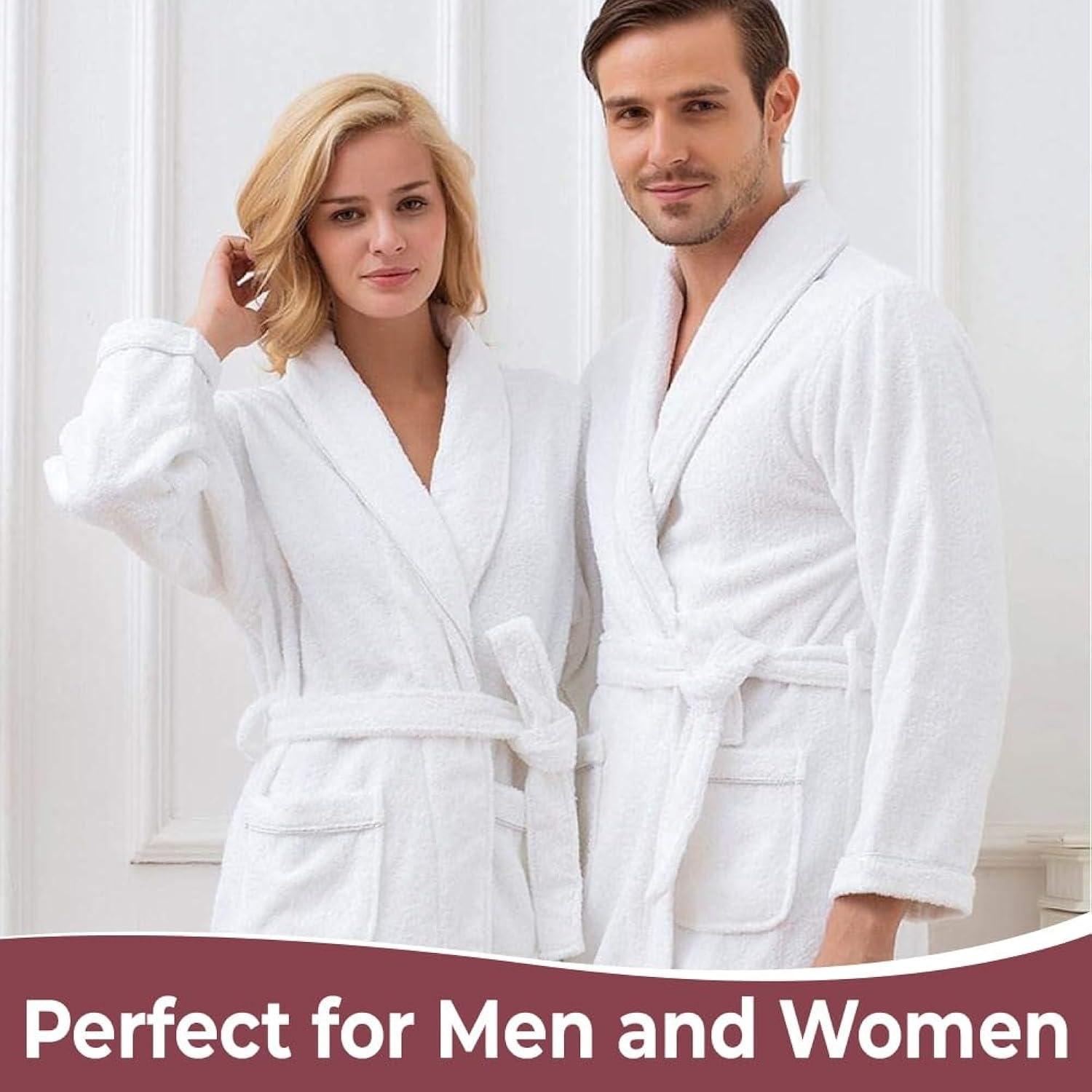 White Cotton Terry Shawl Collar Unisex Bathrobe