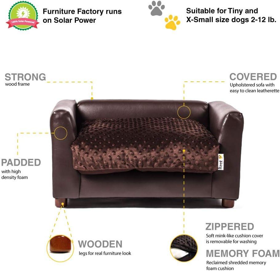 Small Orthopedic Chocolate Leatherette Dog Sofa Bed