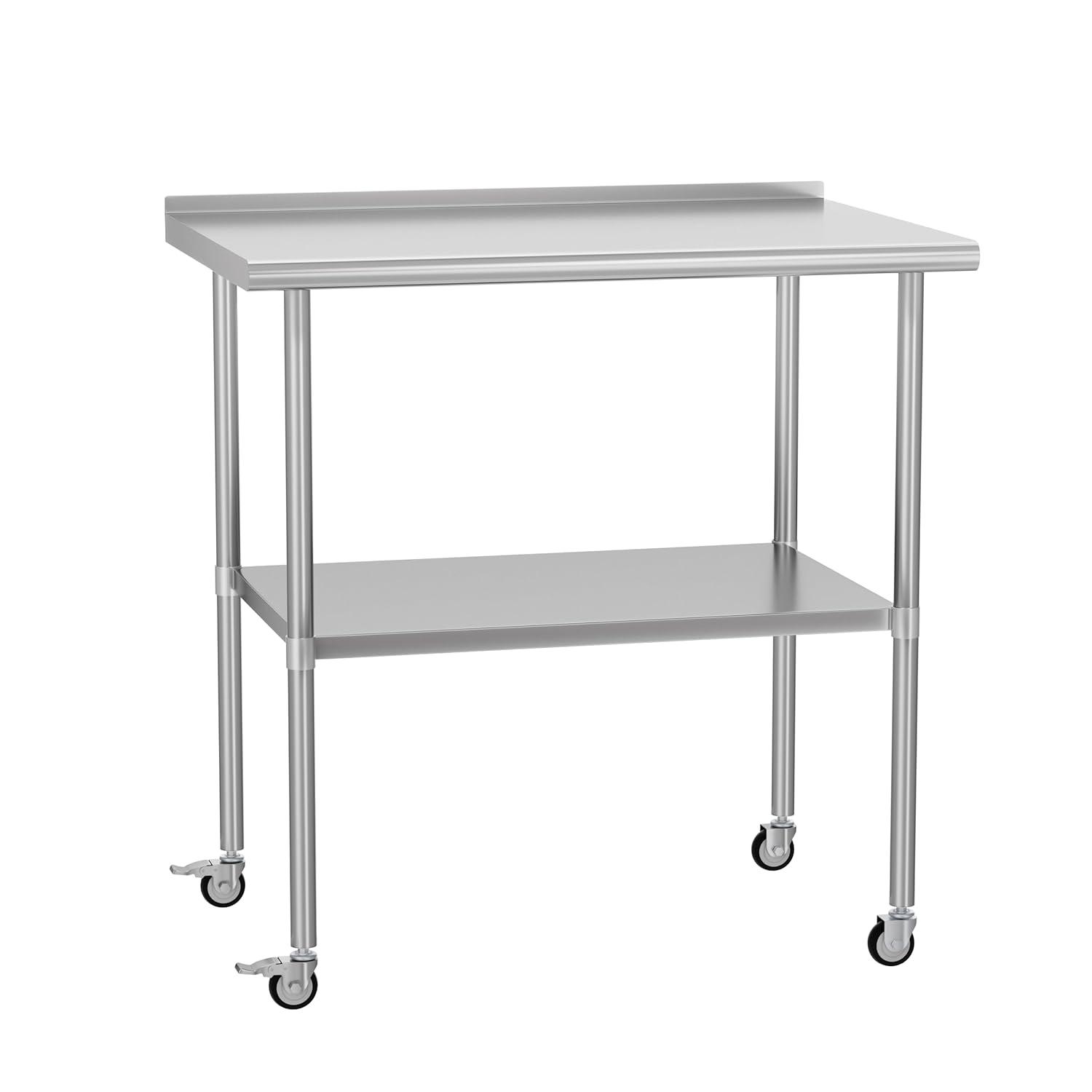 Sakiyr Stainless Steel Work Table, Heavy Duty Commercial Food Prep Table with Undershelf for Home Kitchen