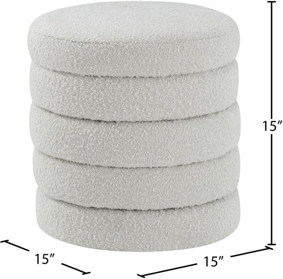 Meridian Furniture Aphia Cream Boucle Fabric Ottoman/Stool