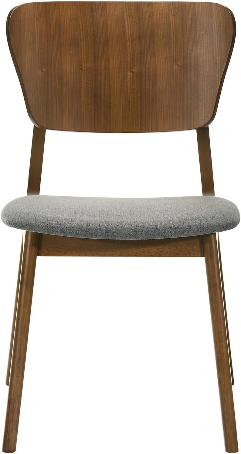 Armen Living Kalia 18" Fabric & Wood Dining Chair in Charcoal/Walnut (Set of 2)