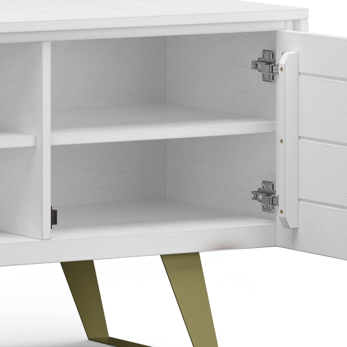 Simpli Home Lowry 63"W Solid Wood Modern Industrial TV Stand for TVs up to 70" with Storage