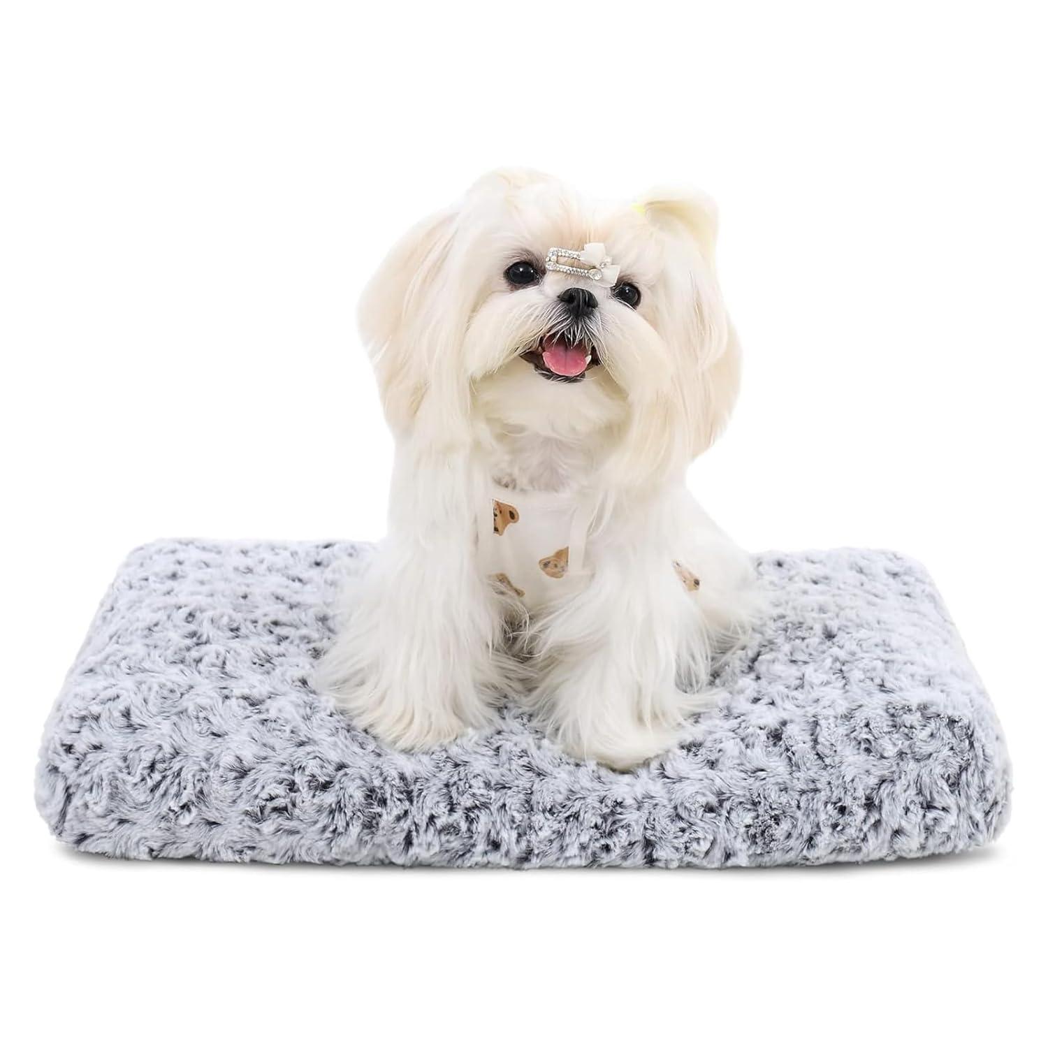 Tucker Murphy Pet™ Washable Dog Bed Deluxe Plush Dog Crate Beds Fulffy Comfy Kennel Pad Anti-Slip Pet Sleeping Mat