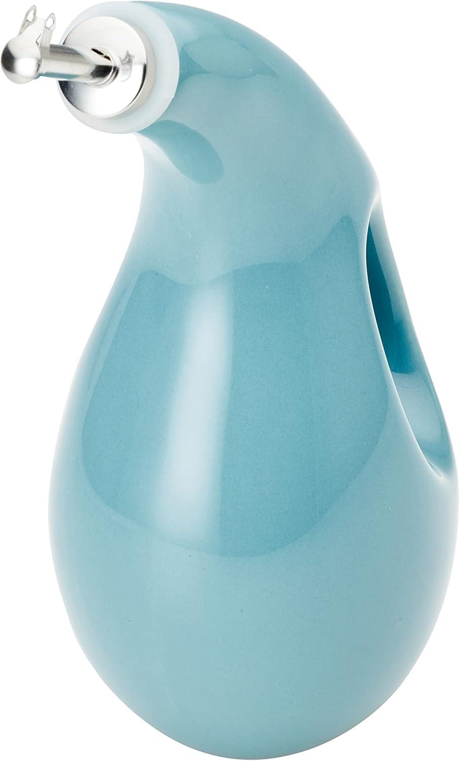 Rachael Ray Ceramic EVOO Oil and Vinegar Dispensing Bottle, 24-Ounce, Agave Blue