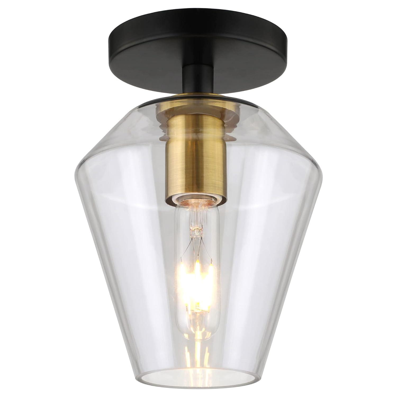 Evelyn&Zoe 7" Black Semi Flush Mount