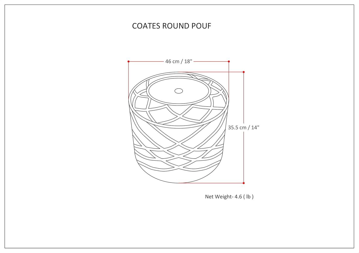 Coates Contemporary Cloud Grey Cotton Round Pouf