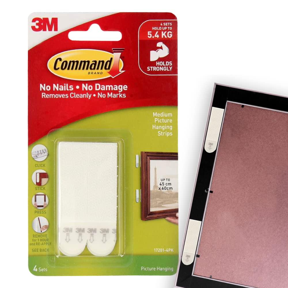 Command Medium Picture Hanging Strips White: Adhesive Wall Mounting for Art & Stationery