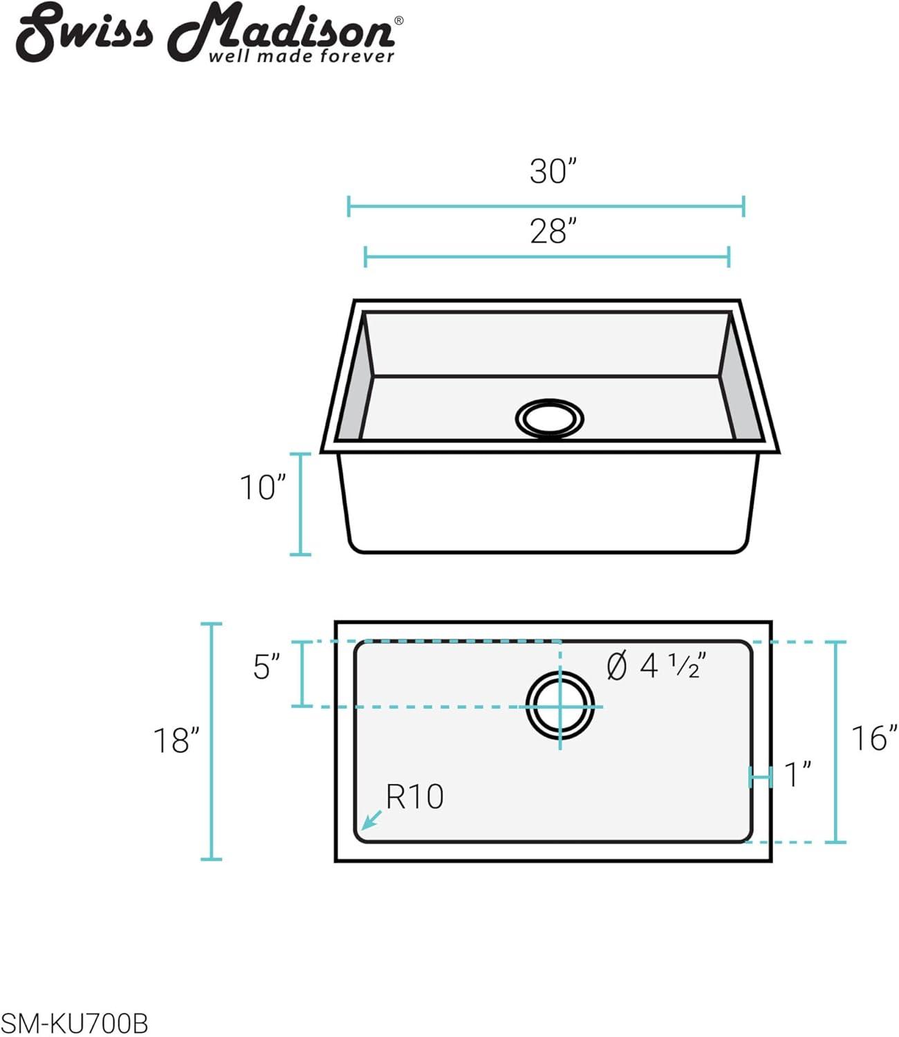 Rivage 30" Stainless Steel Undermount Single Basin Kitchen Sink