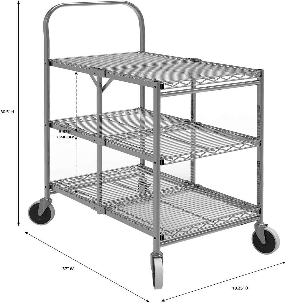 Luxor Three-Shelf Collapsible Wire Utility Cart