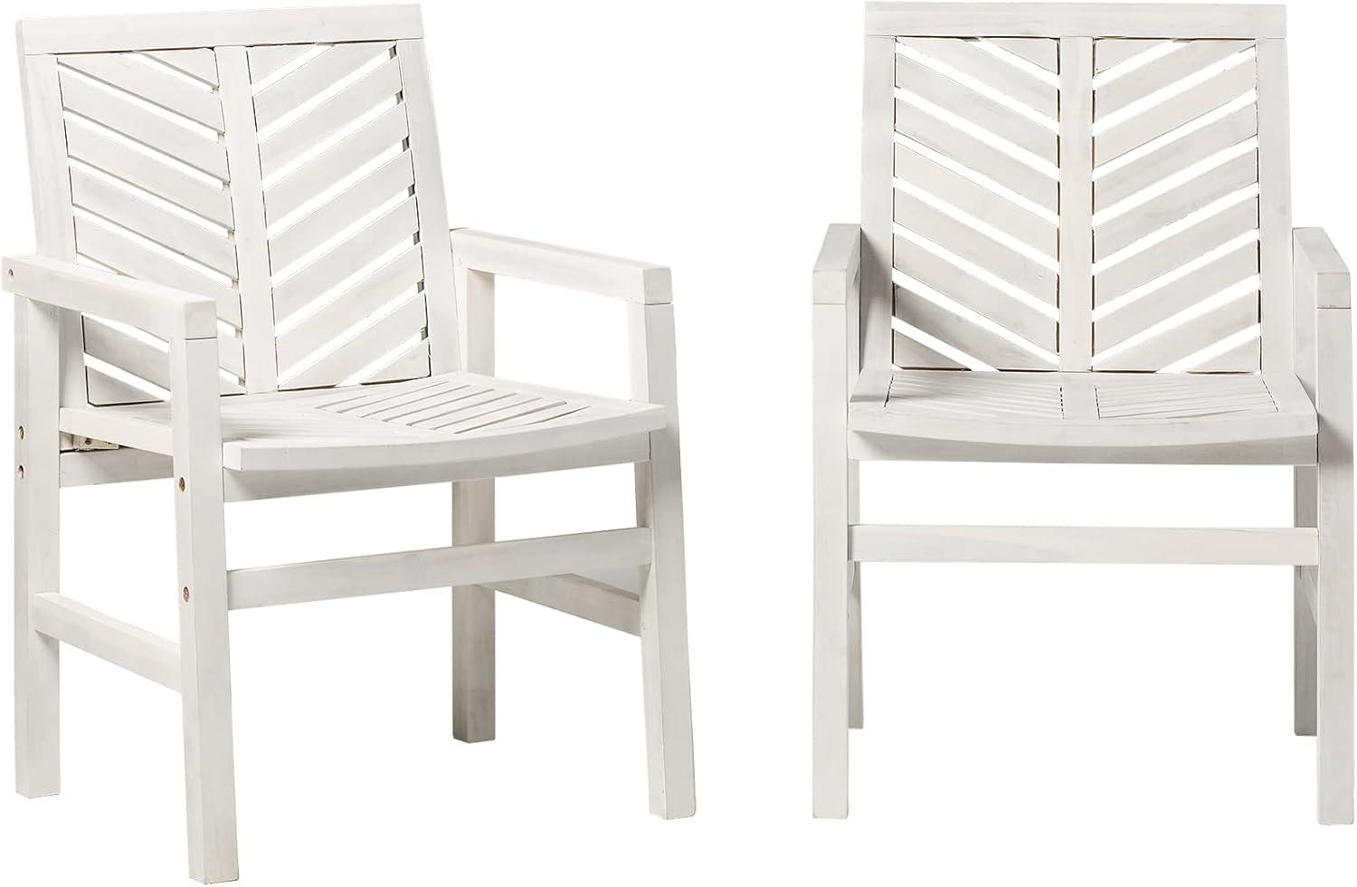 Modern Chevron Patio Chairs, Set Of 2 - White Wash