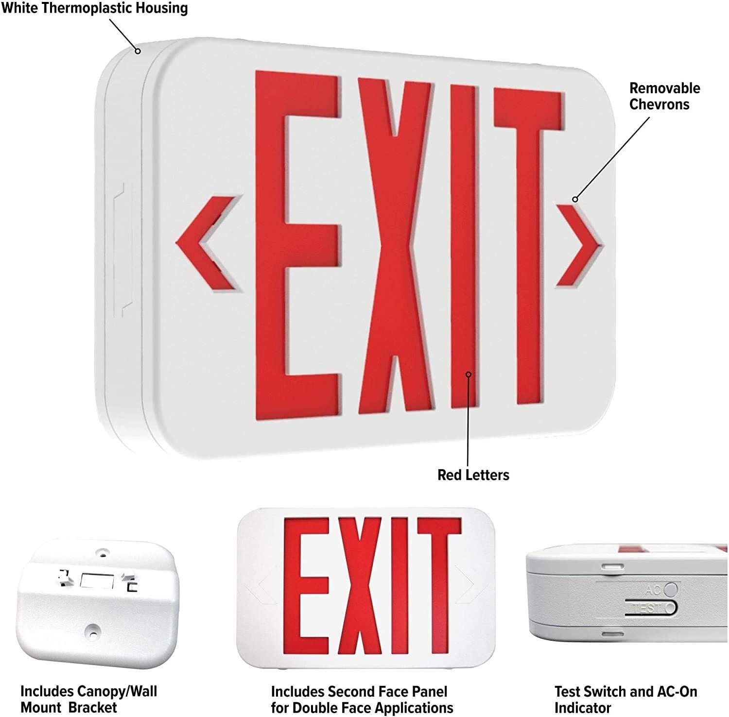 Hubbell Lighting CER Compass CE Series 1.8-Watt White and Red Integrated LED Exit Sign with NiCad Battery