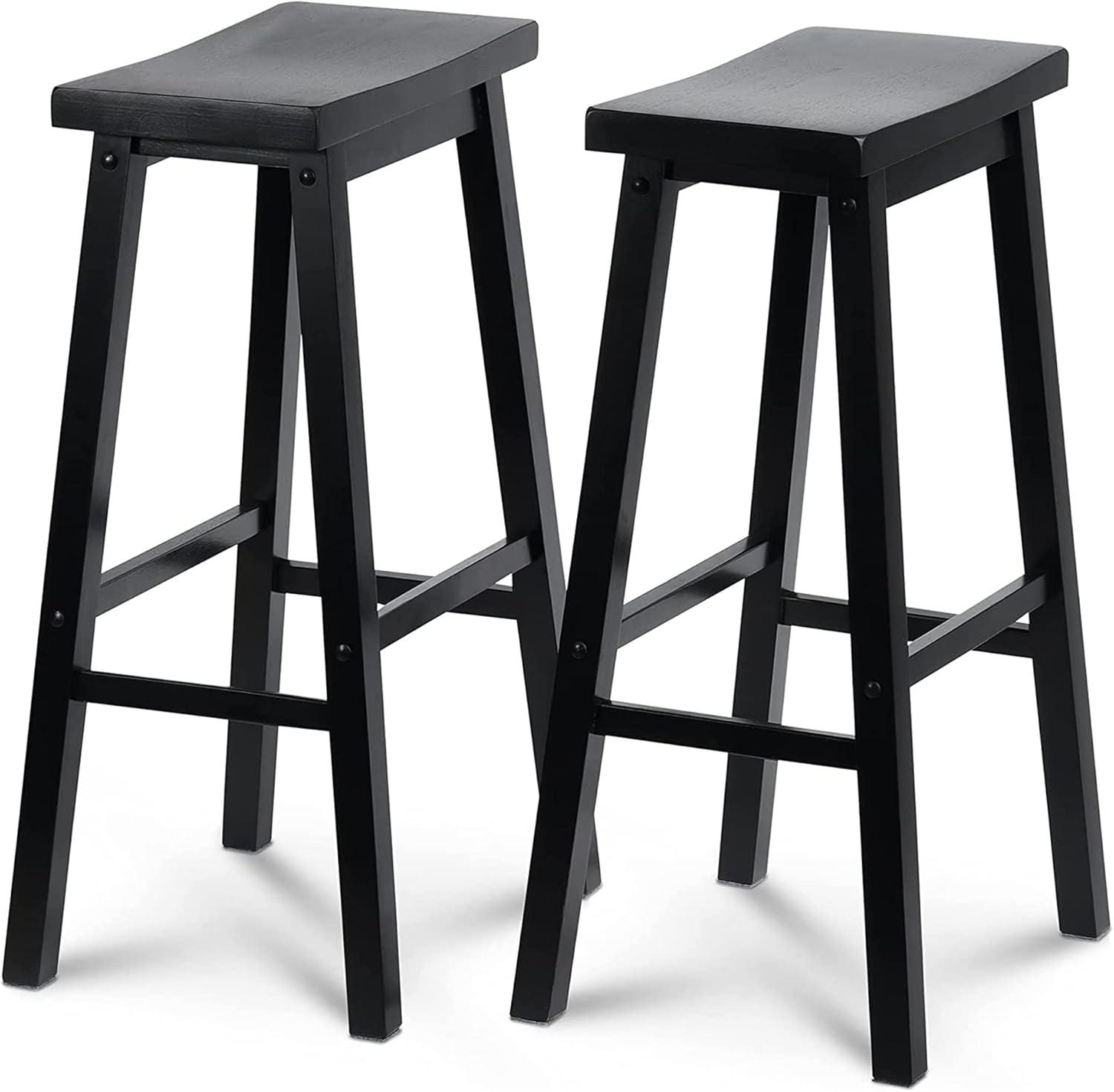 PJ Wood Classic Saddle-Seat 29 Inch Tall Kitchen Counter Stools