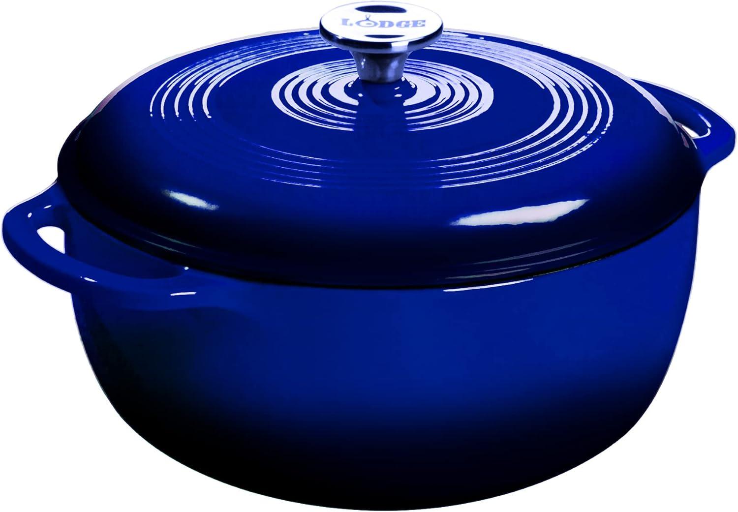 Lodge Cast Iron 3 Quart Enameled Dutch Oven Blue