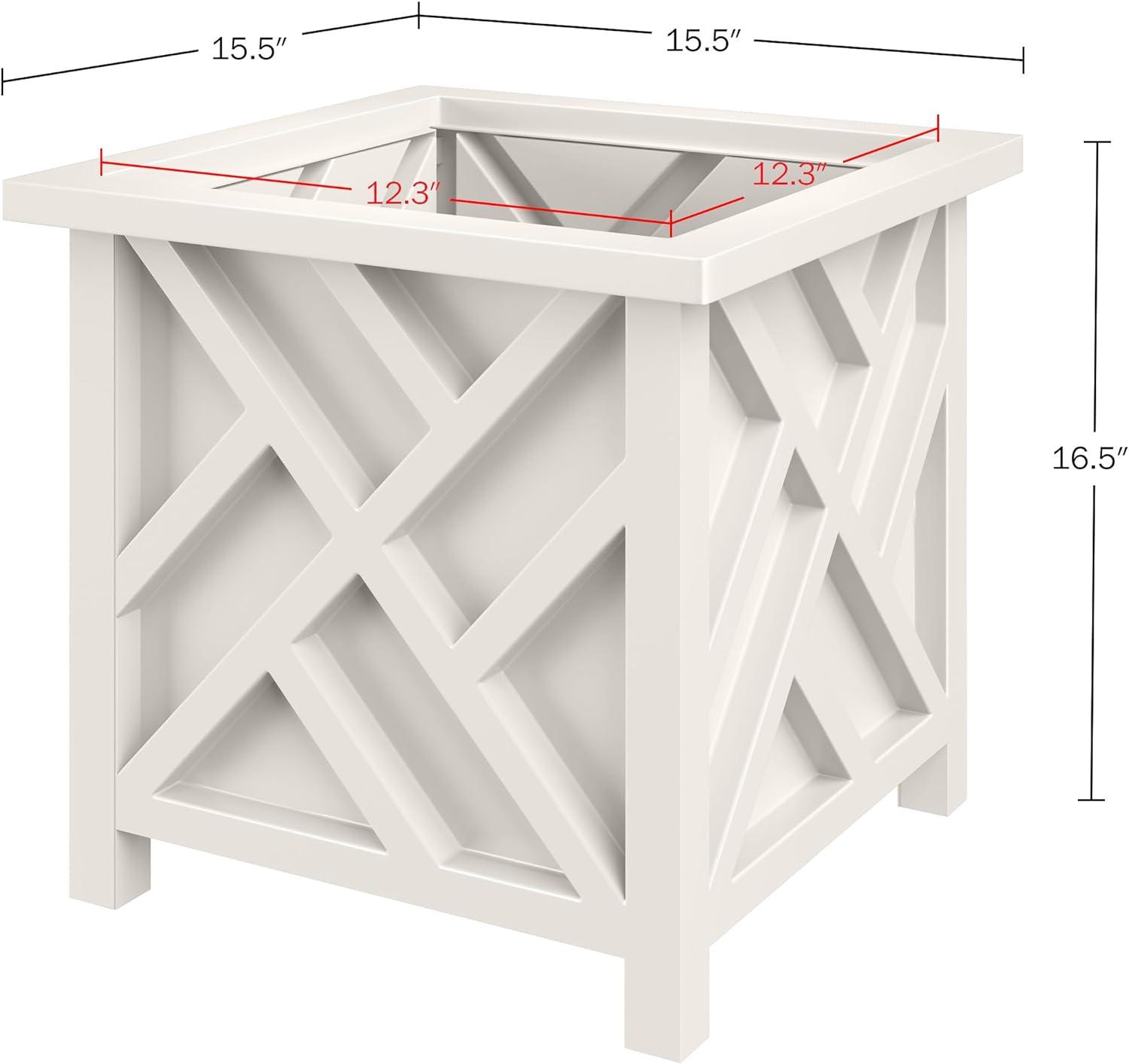 Pure Garden 15.5" Lattice Planter Box, White