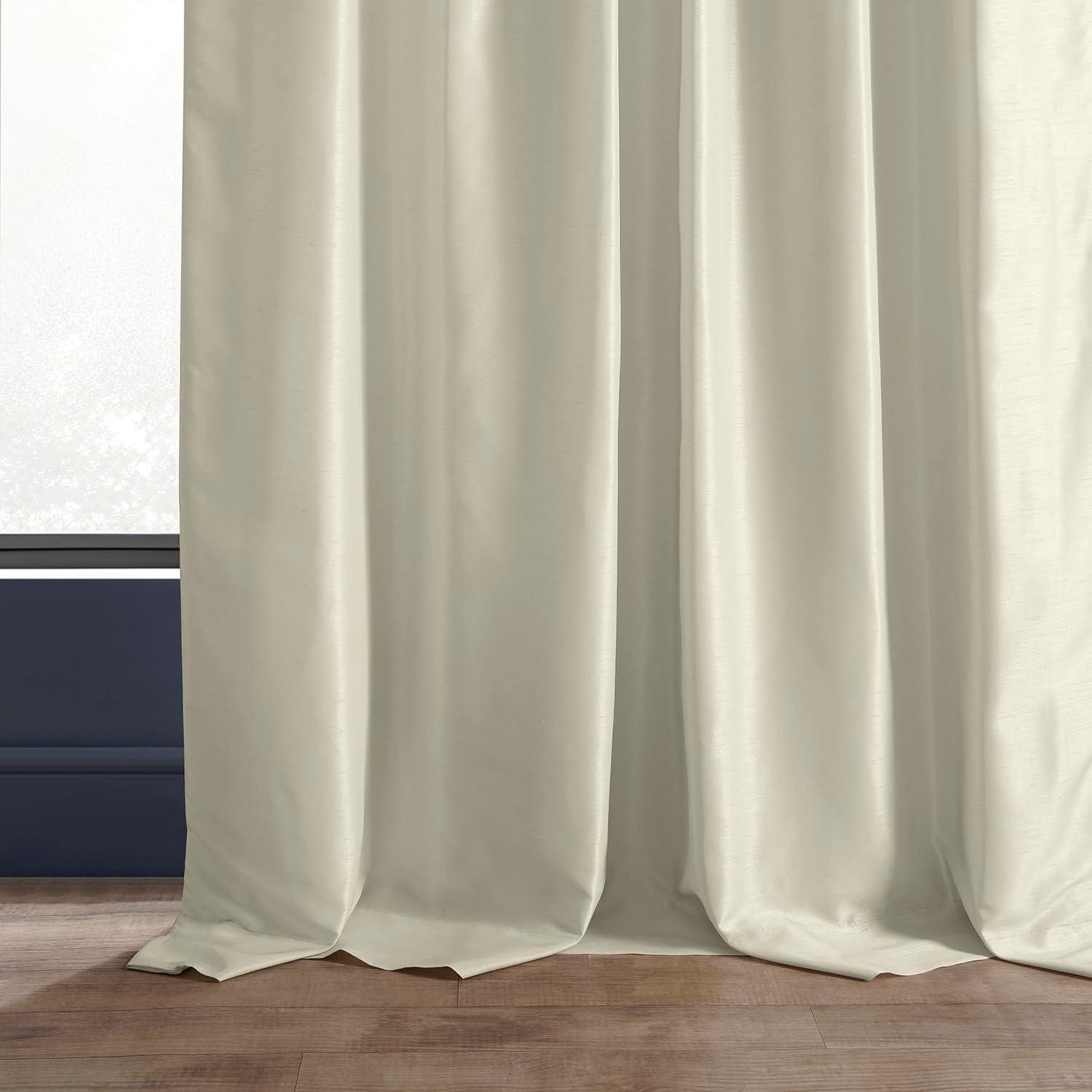 Off White Blackout Vintage Textured Faux Dupioni Curtain (1 Panel), Off White, 50W X 108L