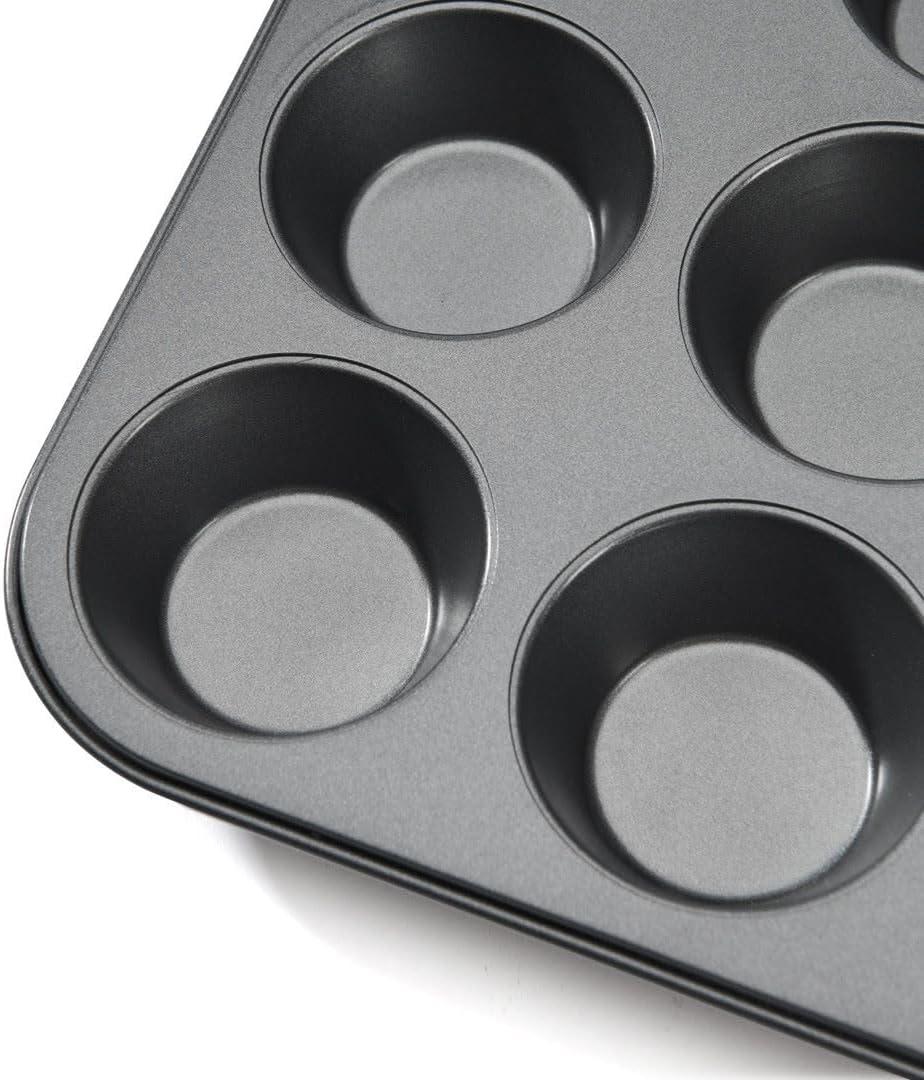 Gray Nonstick 12-Cup Round Muffin Mold