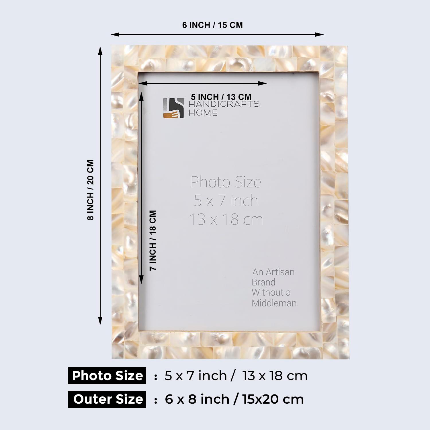 Handicrafts Home Marco de Fotos 5x7 Decorativo Moderno Decoración de Pared Marcos de Regalo Hechos para Mostrar Fotos, Perla