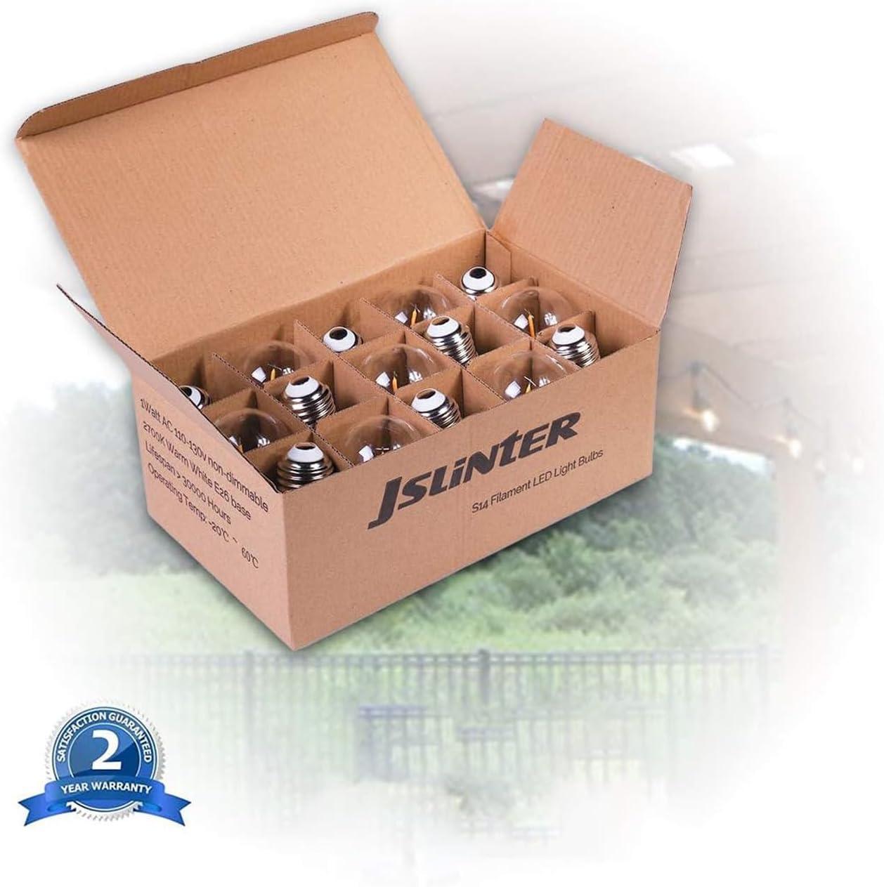 Svater Replacement Bulbs for Outdoor String Lights, 15 Pack S14 LED Bulbs for Patio, E26 Base 1W Bulb Equal to 11W Incandescent, Dimmable,Shatterproof 2700K Warm White