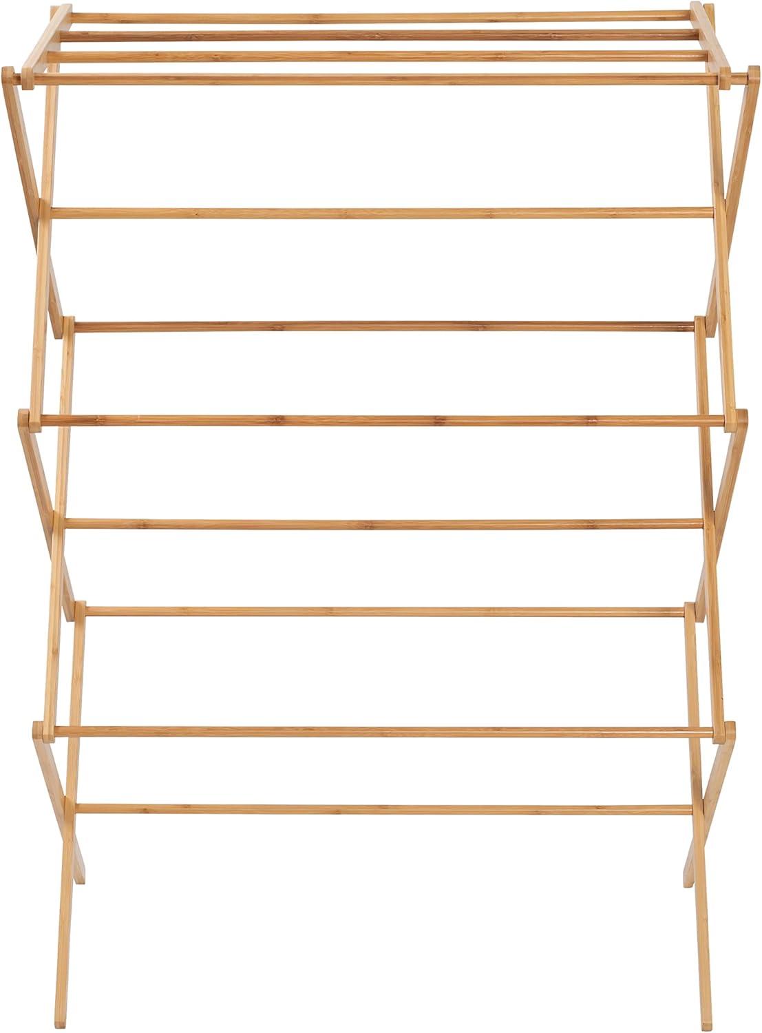 Natural Bamboo Collapsible Foldable Clothes Drying Rack