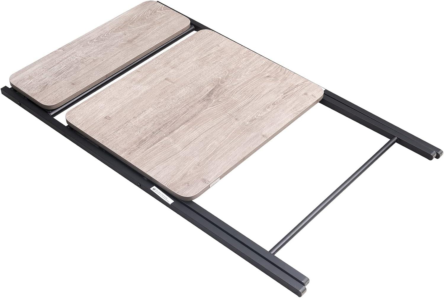 Gray and Black Folding Desk with Metal Frame