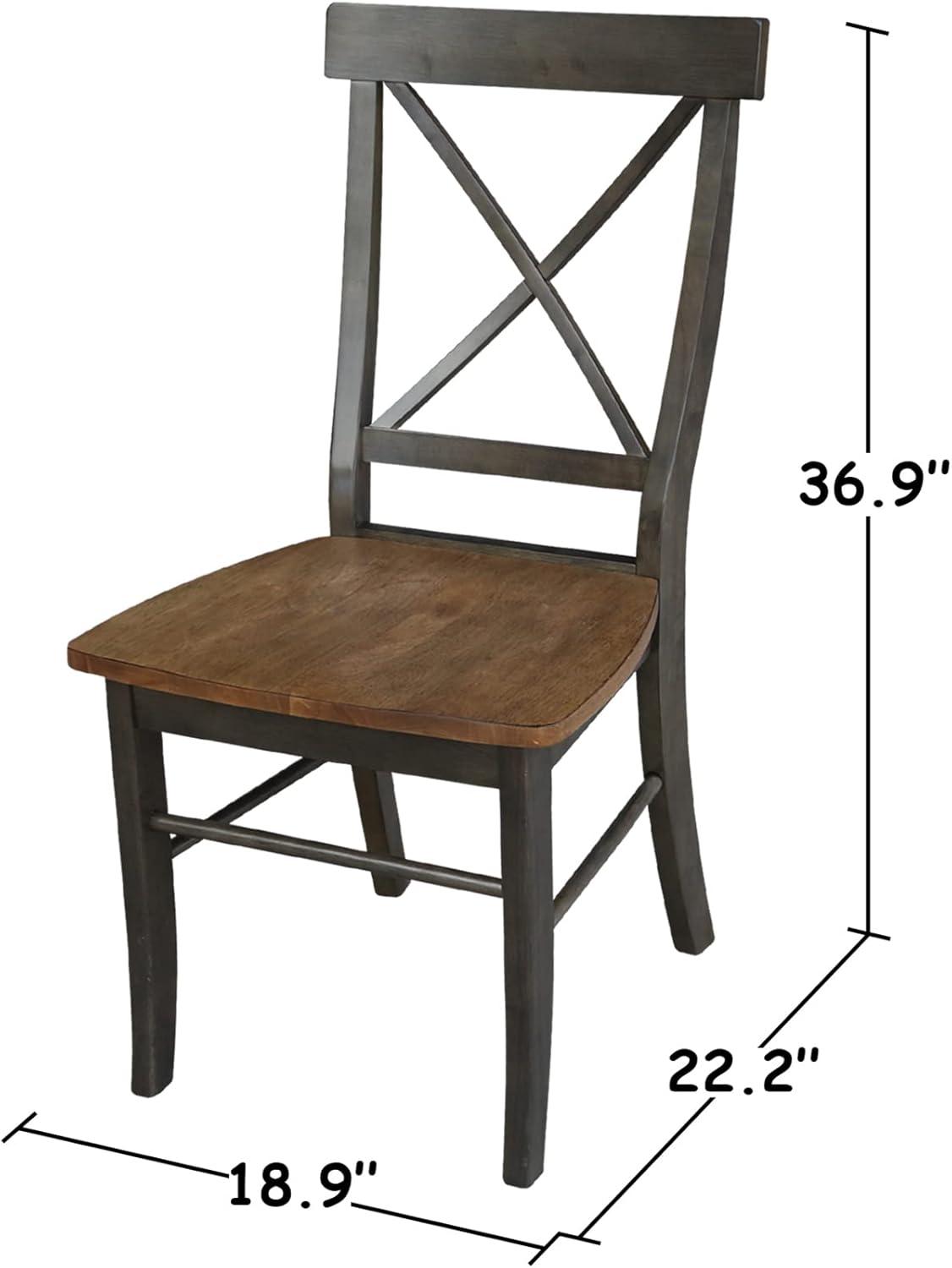 International Concepts Set of 2 X Back Chairs with Wood Seat Hickory Brown: Mid-Century Modern, Hardwood Frame