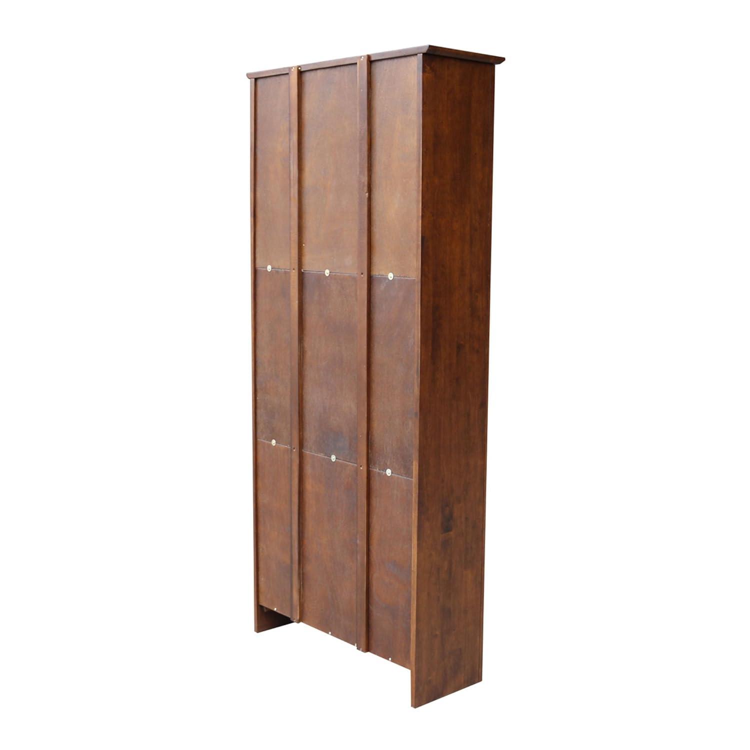 72" Shaker Bookshelf Espresso - International Concepts: Solid Parawood, 6 Fixed Shelves