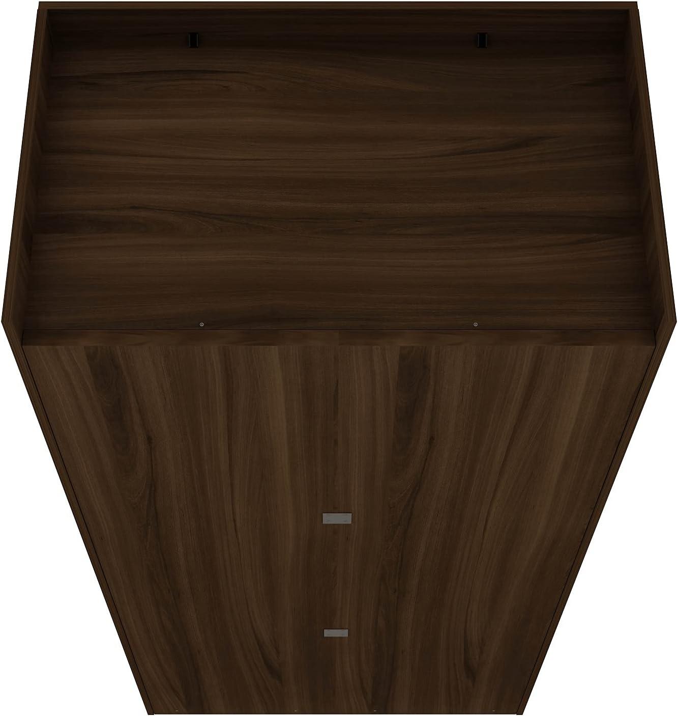 Manhattan Comfort Mulberry Double Hanging Wood Wardrobe Closet in Brown