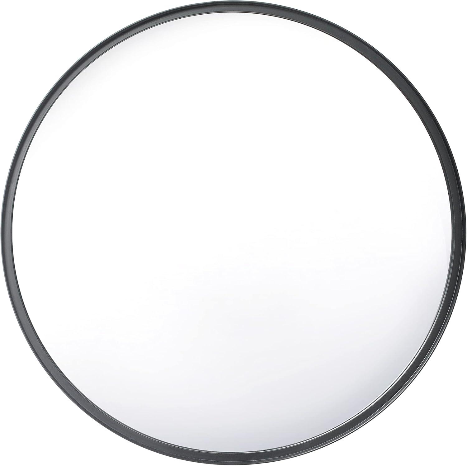 HBCY Creations Black Round Wall Mirror - 30 Inch Large Round Mirror, Rustic Accent Mirror for Bathroom, Entry, Dining Room, & Living Room - Metal Mirror for Wall